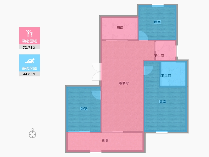 浙江省-杭州市-杭房众安·未珂宸铭府-88.85-户型库-动静分区