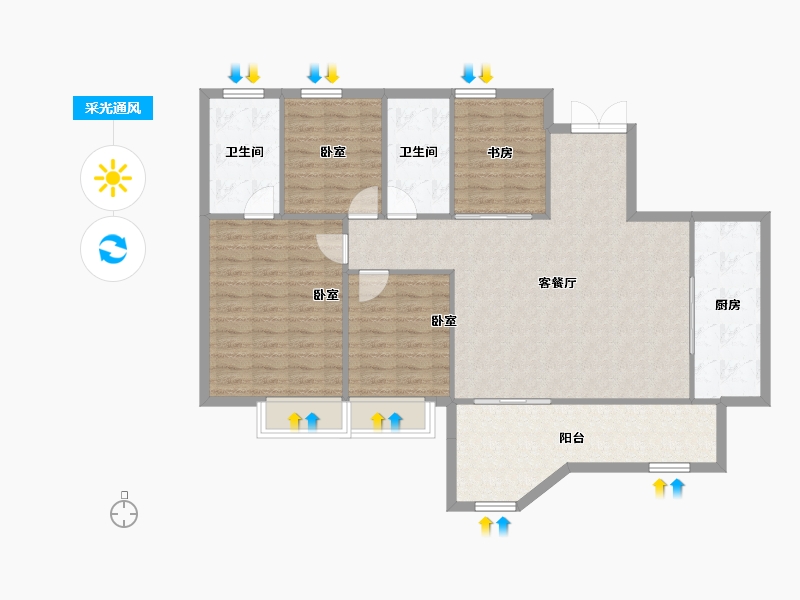 四川省-成都市-华润置地锦江悦府-113.85-户型库-采光通风