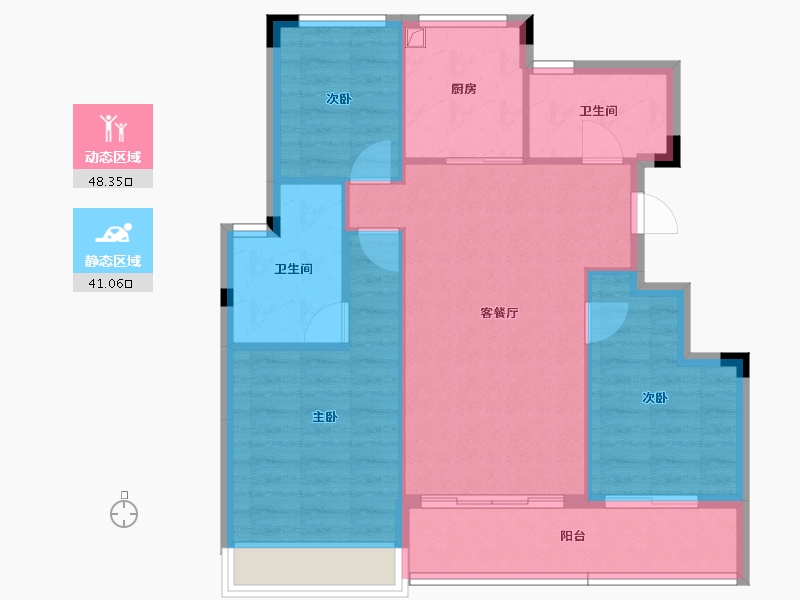 浙江省-杭州市-余交蓝城·湖印晓庐-81.03-户型库-动静分区