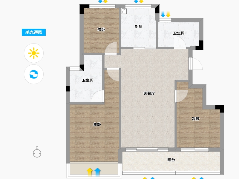 浙江省-杭州市-余交蓝城·湖印晓庐-81.03-户型库-采光通风