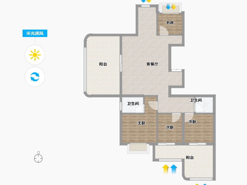 福建省-福州市-中建元亨府-120.26-户型库-采光通风