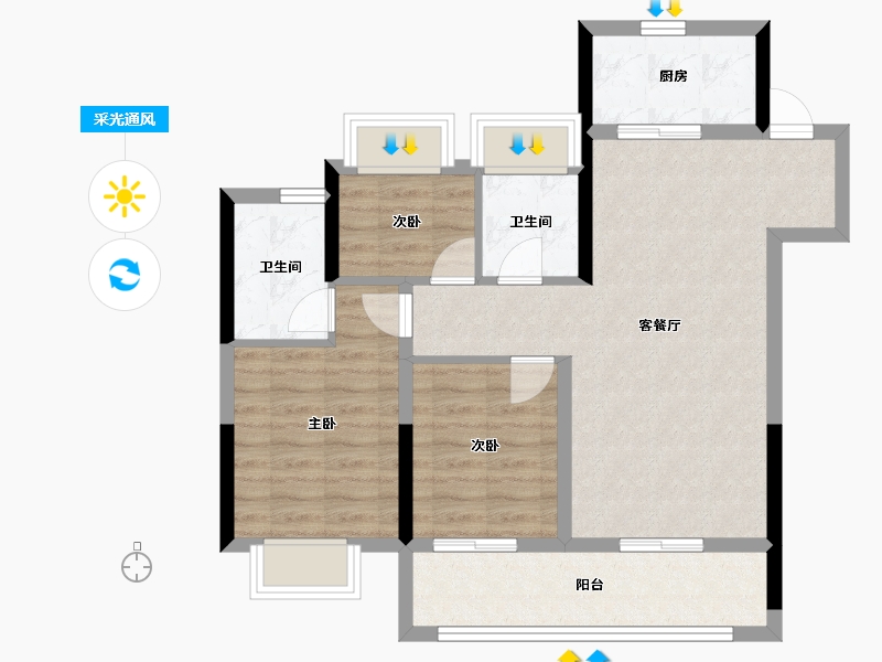 湖北省-武汉市-博大学府城-75.98-户型库-采光通风