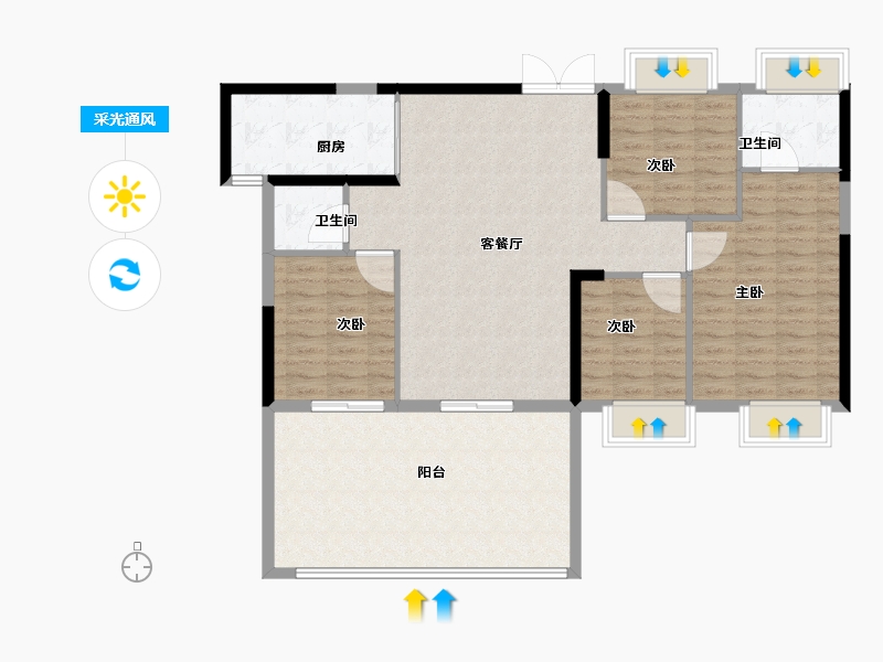 福建省-福州市-中建元亨府-120.00-户型库-采光通风