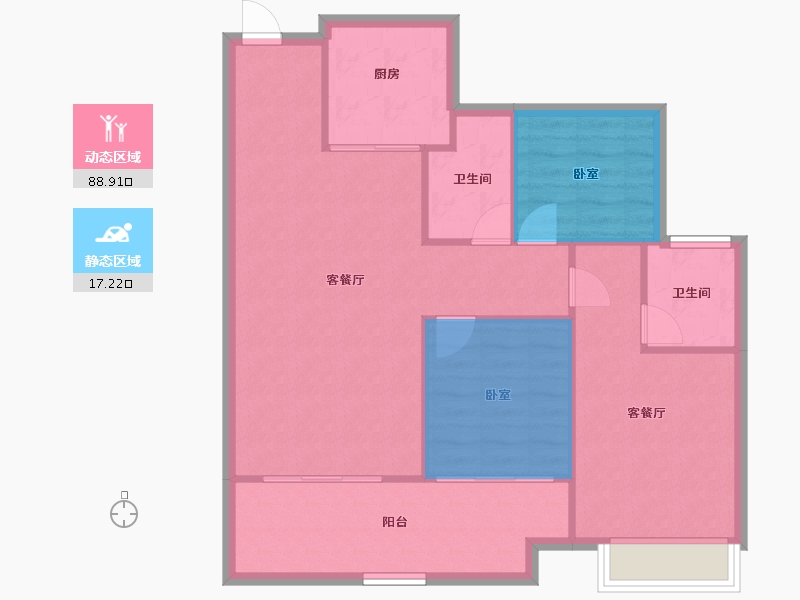 安徽省-合肥市-龙湖御湖境-88.67-户型库-动静分区