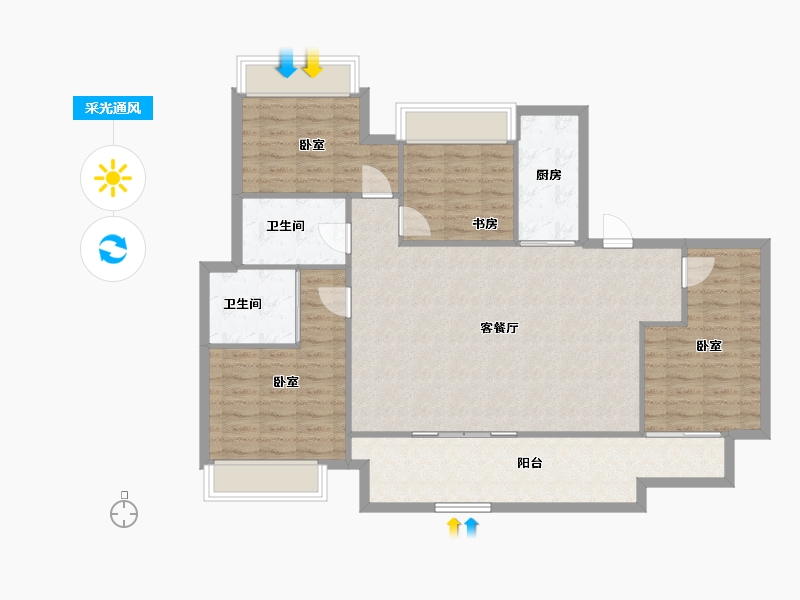 四川省-成都市-中旅千川阅-113.67-户型库-采光通风