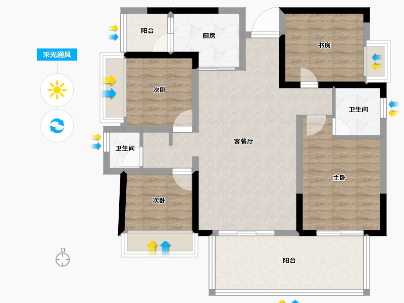 四川省-宜宾市-之语·北城新居-95.10-户型库-采光通风