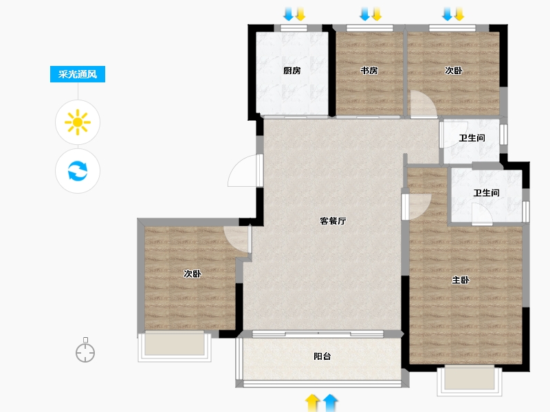 浙江省-宁波市-映樾府-111.20-户型库-采光通风