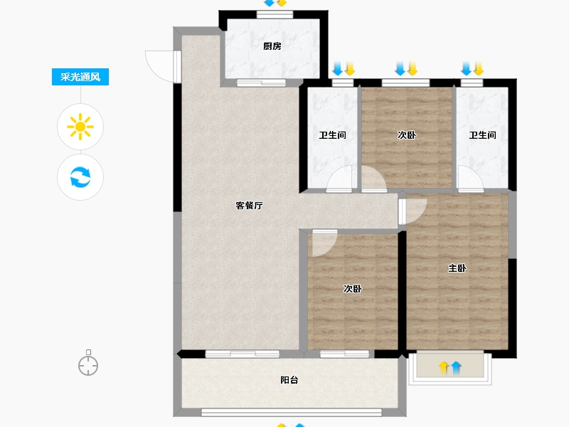 山西省-晋中市-电建地产·晋中洺悦宸苑-96.26-户型库-采光通风