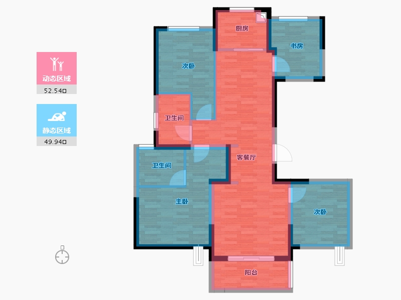 浙江省-宁波市-星湖湾-90.84-户型库-动静分区