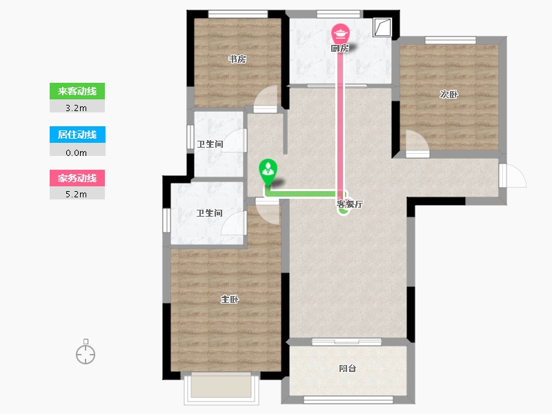 陕西省-榆林市-泰发祥云筑-98.40-户型库-动静线