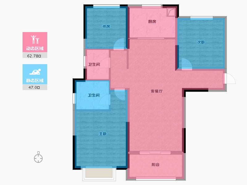 陕西省-榆林市-泰发祥云筑-98.40-户型库-动静分区