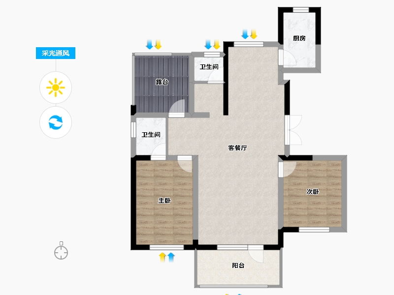 河北省-邢台市-龙门御府-87.59-户型库-采光通风