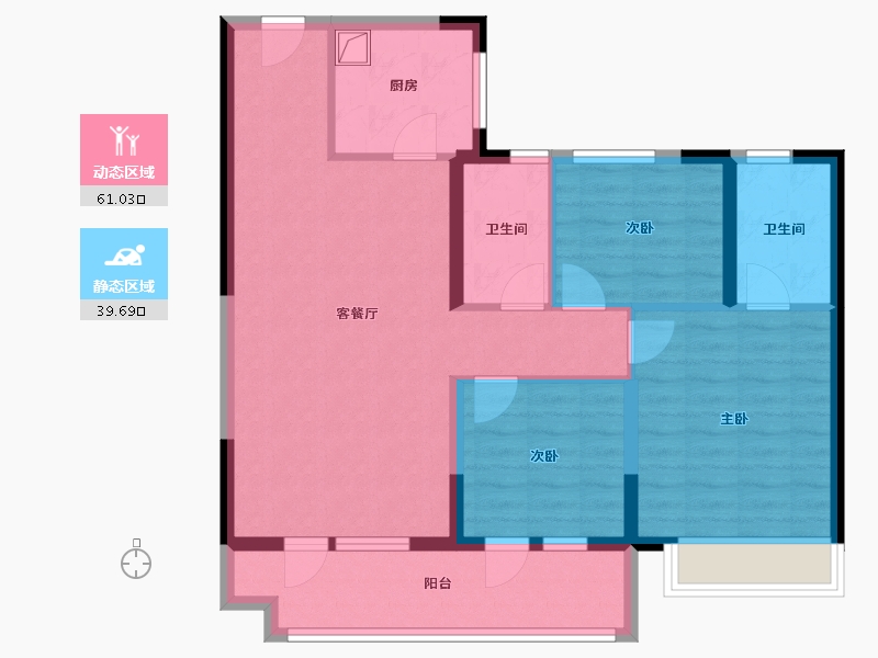 山东省-聊城市-孟达·水樾澜庭-89.60-户型库-动静分区