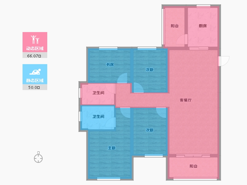 陕西省-西安市-滨江翡翠城-103.69-户型库-动静分区