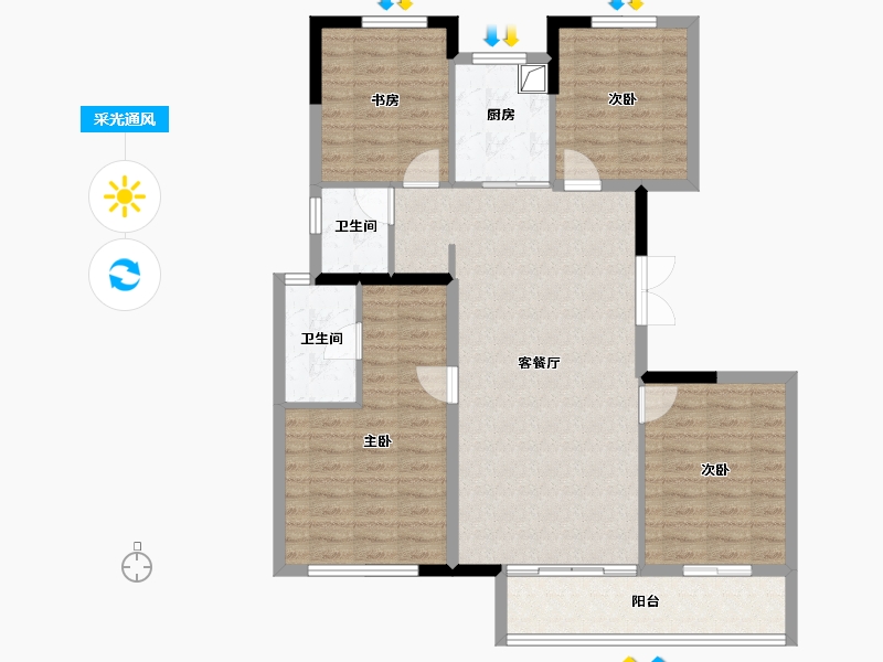 浙江省-杭州市-杭房众安·未珂宸铭府-102.70-户型库-采光通风