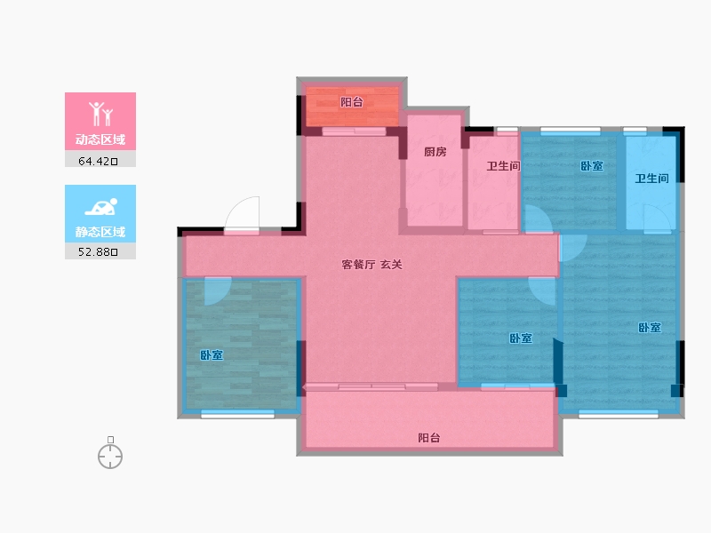 河南省-洛阳市-汝阳碧桂园二期-105.69-户型库-动静分区