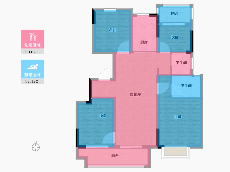 浙江省-宁波市-卿云府-92.81-户型库-动静分区