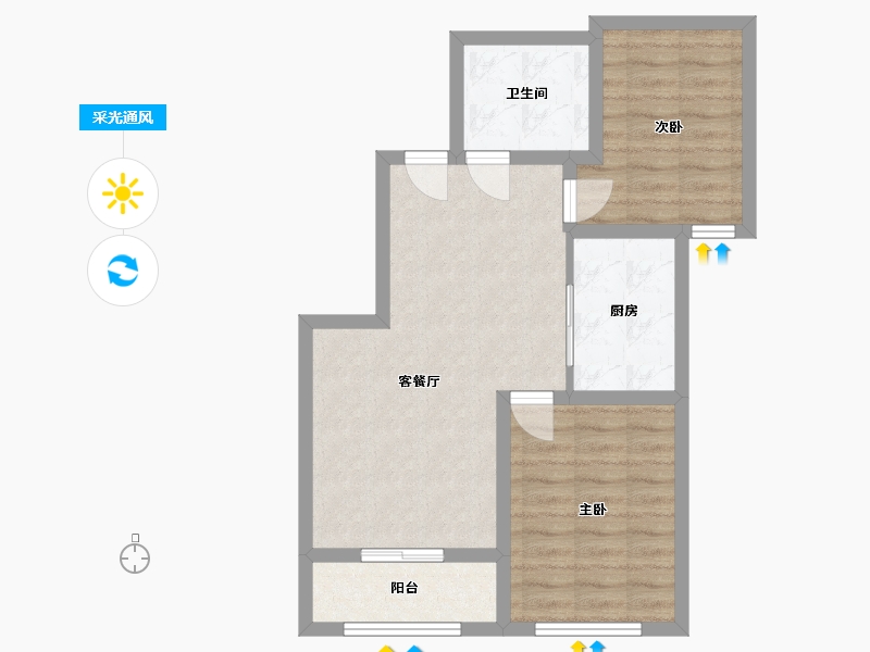 陕西省-渭南市-华岳凤凰城-69.12-户型库-采光通风