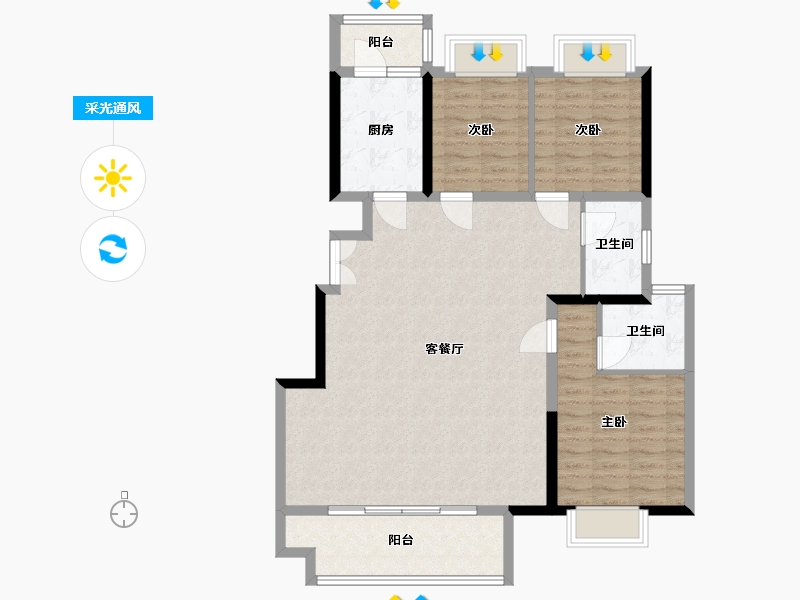 江苏省-盐城市-雍景府-106.40-户型库-采光通风