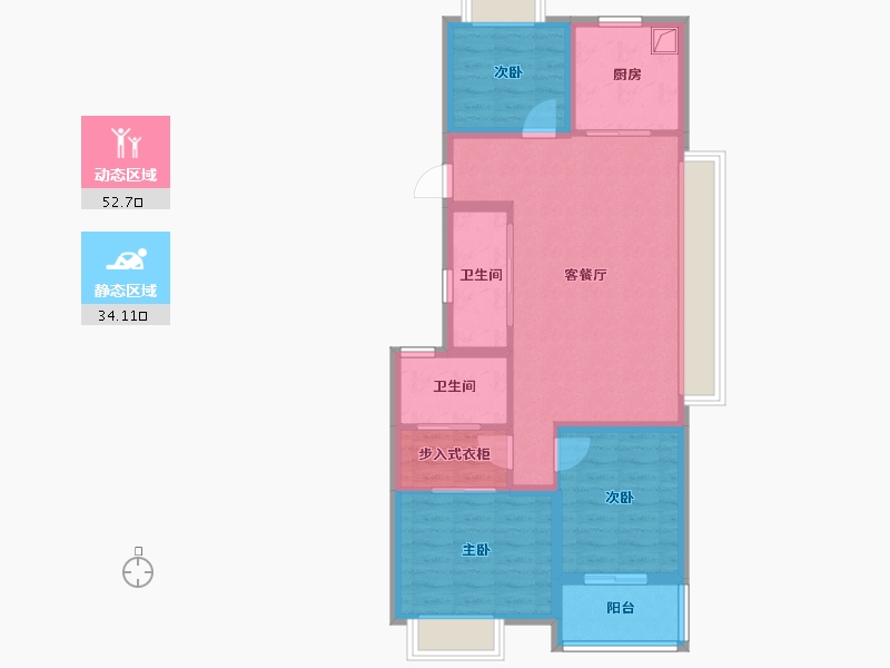 湖北省-武汉市-智慧生态城-88.50-户型库-动静分区