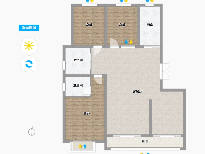 陕西省-榆林市-美好锦岚佳园-112.00-户型库-采光通风