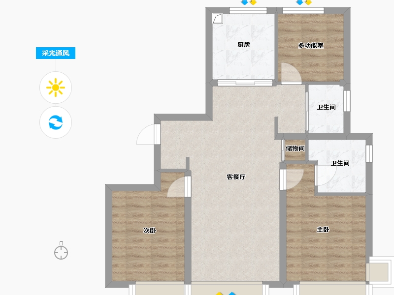 北京-北京市-御璟星城-70.62-户型库-采光通风