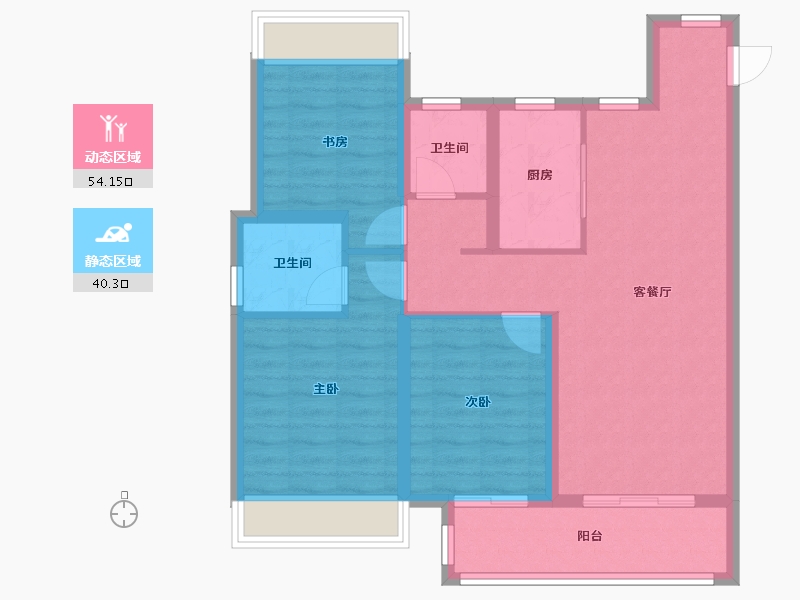 江苏省-徐州市-千禧城-90.45-户型库-动静分区