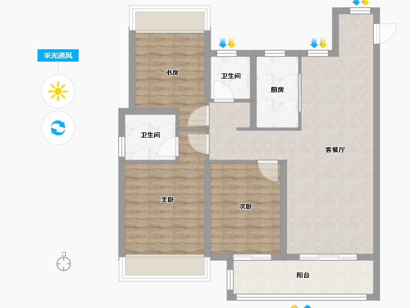 江苏省-徐州市-千禧城-90.45-户型库-采光通风