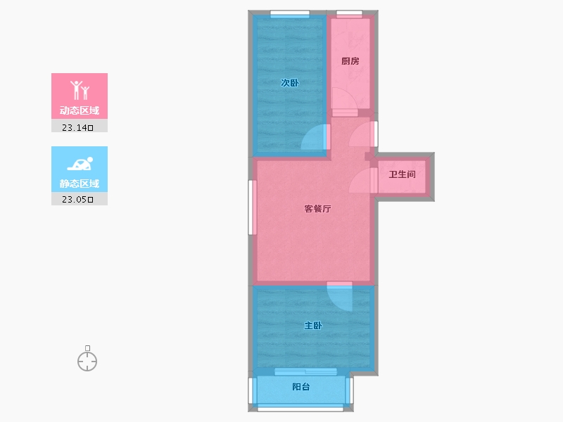 北京-北京市-黄村西里社区-南区-44.64-户型库-动静分区