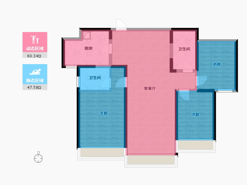 内蒙古自治区-呼和浩特市-铂悦府-96.00-户型库-动静分区