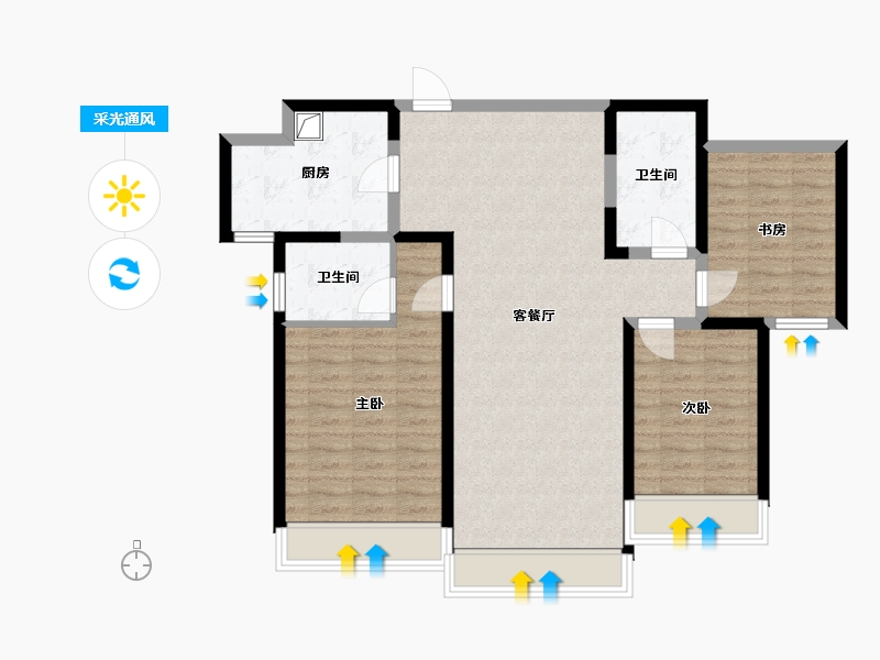 内蒙古自治区-呼和浩特市-铂悦府-96.00-户型库-采光通风