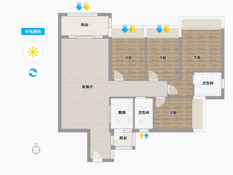 广东省-云浮市-万汇广场-106.00-户型库-采光通风