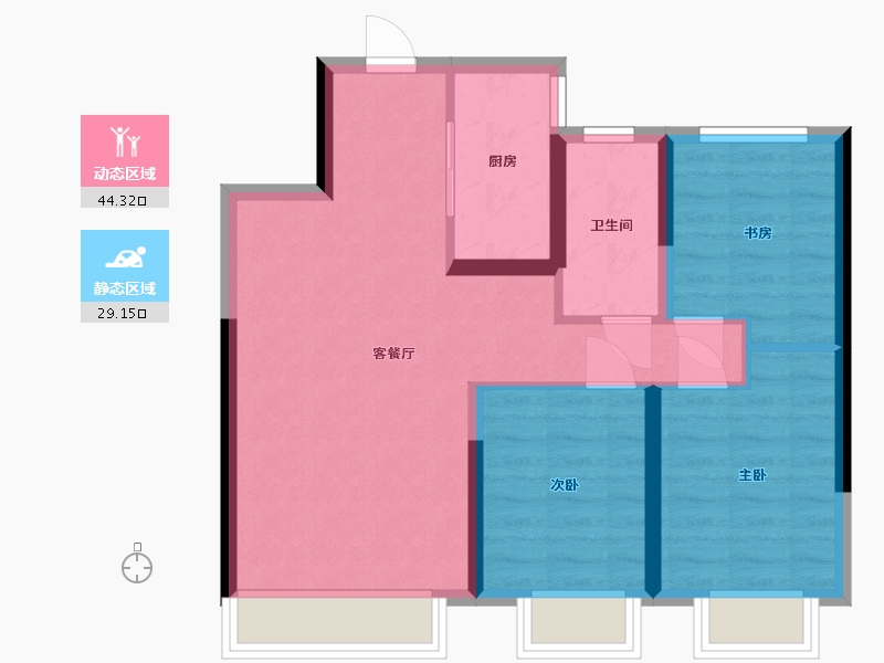 新疆维吾尔自治区-乌鲁木齐市-慧谷雅居-75.70-户型库-动静分区