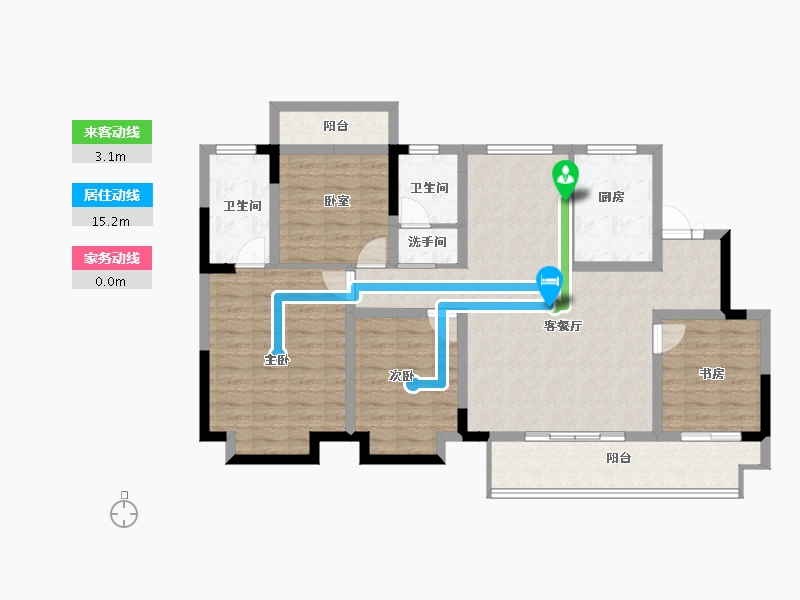 浙江省-宁波市-卿云府-109.08-户型库-动静线