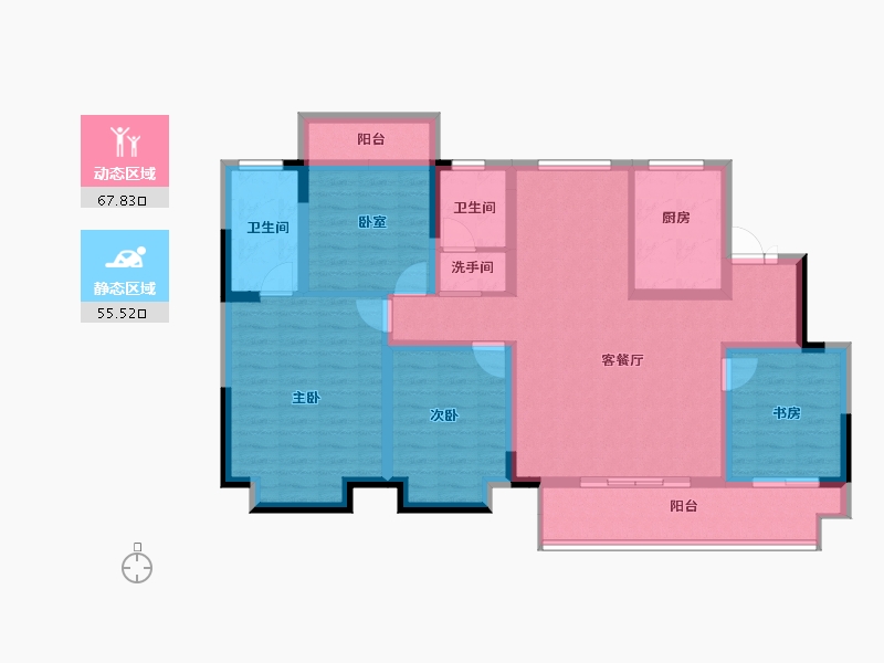 浙江省-宁波市-卿云府-109.08-户型库-动静分区