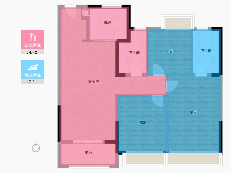 江苏省-苏州市-心望雅苑-92.00-户型库-动静分区