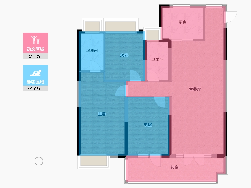 湖北省-咸宁市-中建咸宁之星-105.60-户型库-动静分区