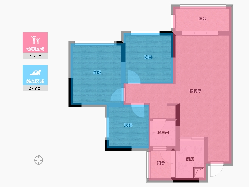 四川省-南充市-鼎仁恒骏府-75.00-户型库-动静分区