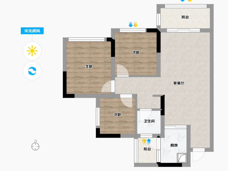 四川省-南充市-鼎仁恒骏府-75.00-户型库-采光通风