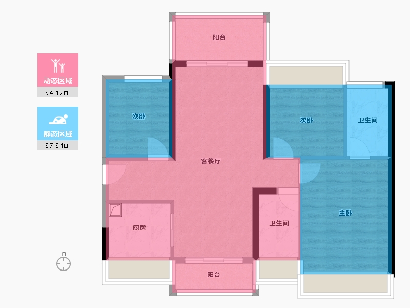 广东省-中山市-中山龙光玖誉湾-81.60-户型库-动静分区