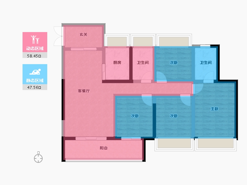 湖北省-荆州市-鼎仁荆蓉府-93.11-户型库-动静分区