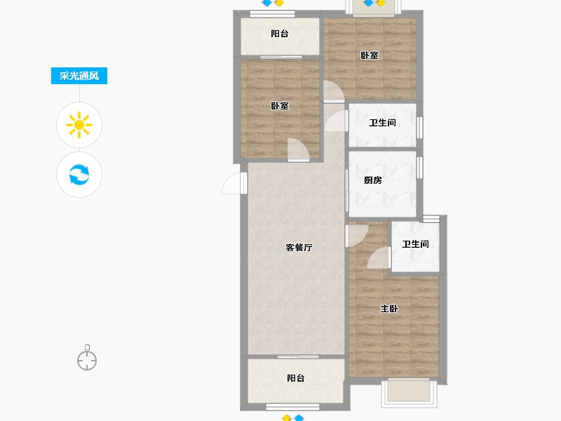 福建省-泉州市-晋江世茂御龙府-97.60-户型库-采光通风