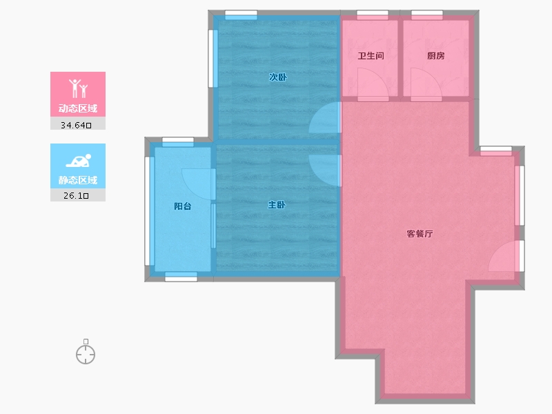 广东省-广州市-五羊新城-H区-63.00-户型库-动静分区