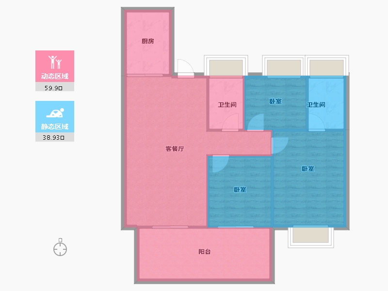 湖北省-恩施土家族苗族自治州-四季·未来城-90.67-户型库-动静分区