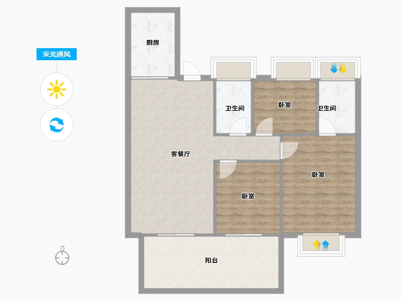 湖北省-恩施土家族苗族自治州-四季·未来城-90.67-户型库-采光通风