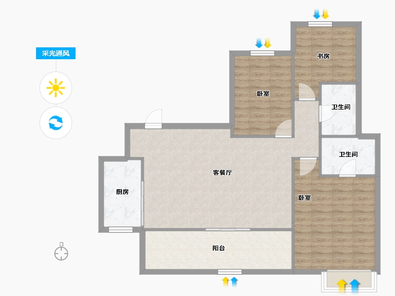 四川省-成都市-中铁城颐湖题院-97.68-户型库-采光通风