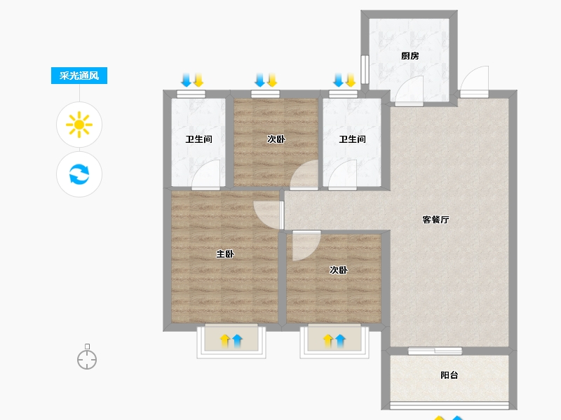 湖北省-武汉市-高科世茂十里星河-83.00-户型库-采光通风