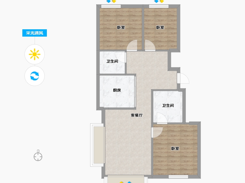 北京-北京市-北京建工·揽星宸-73.67-户型库-采光通风