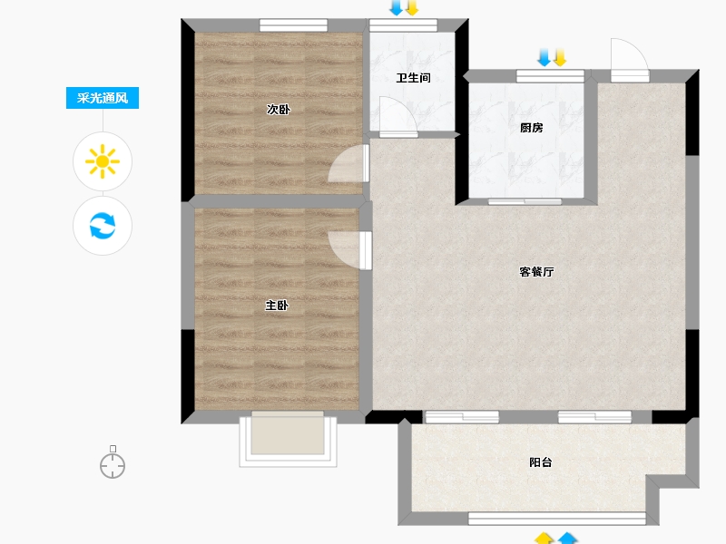 安徽省-池州市-昌盛·翰林学府-70.00-户型库-采光通风