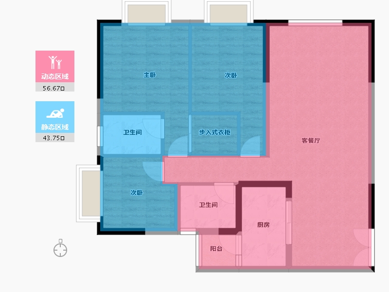 云南省-红河哈尼族彝族自治州-七彩滇南第壹城-96.00-户型库-动静分区